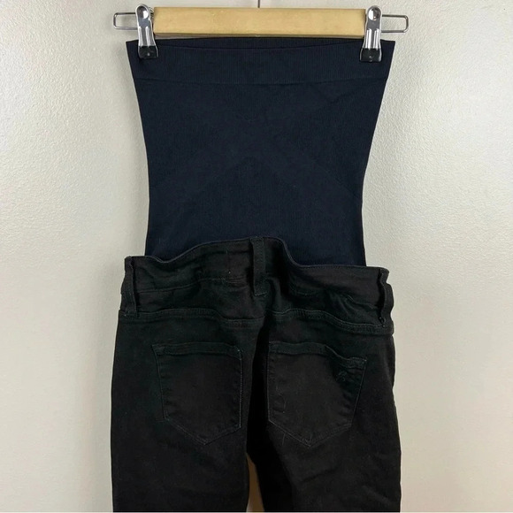 Blanqi Denim Maternity Skinny Jeans 0 Belly Support Distressed Black Full Panel - Picture 11 of 12
